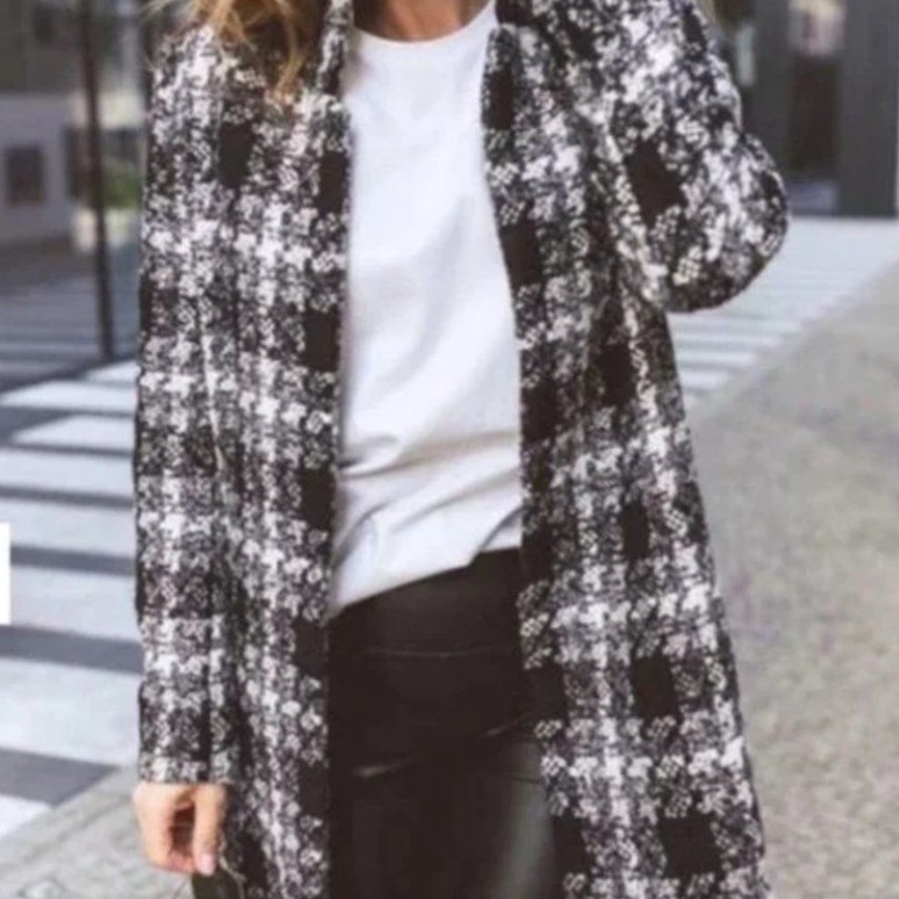 Veronica Beard Black and White Plaid Coat NWT